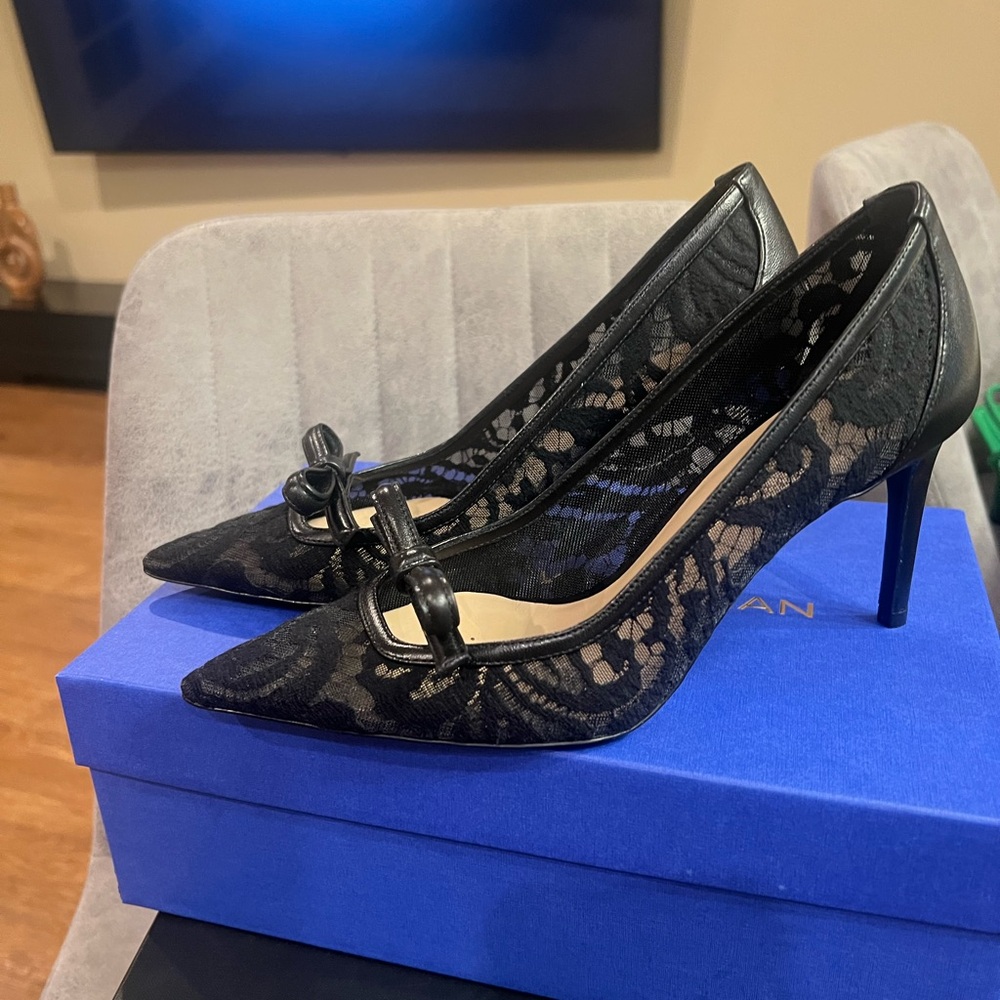 Stuart Weitzman Black Lace Heels